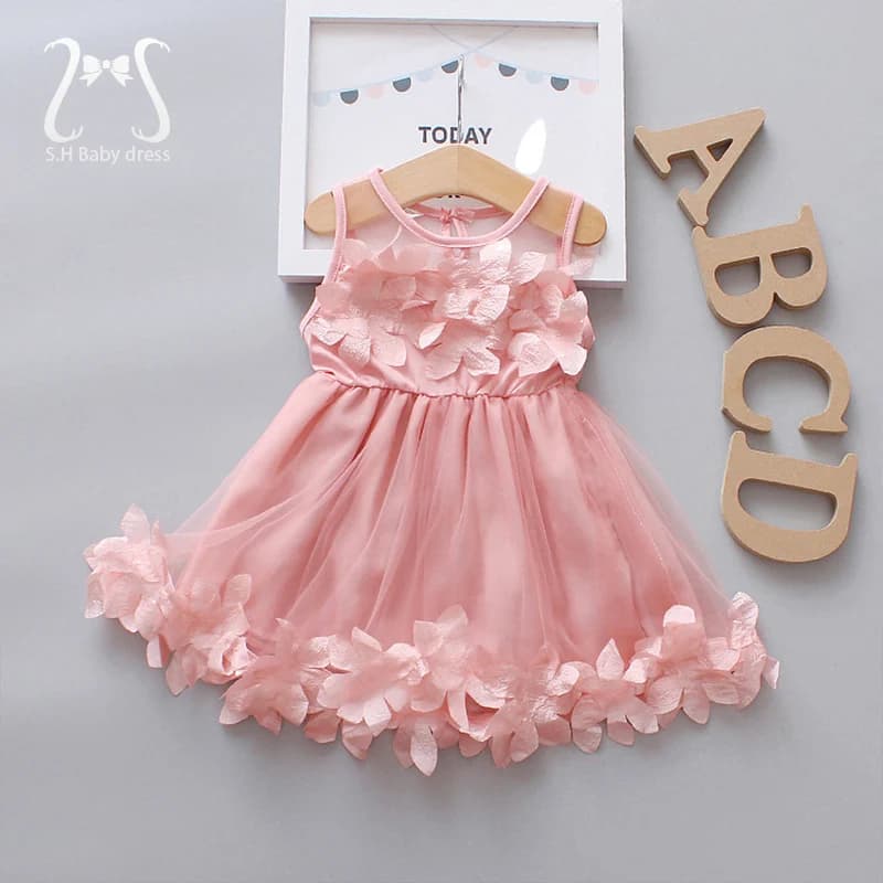 Fata dei fiori Abiti da festa per bambina Abiti estivi per bambini Compleanno Principessa Abito da sera in rete Costume per bambini da 0 a 3 anni