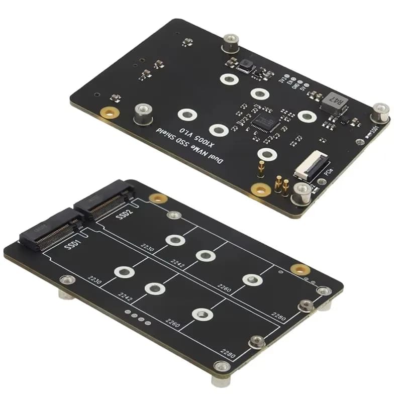 2026 Hot！ PCIe to M.2 NVMe Dual Hard Drive Expansion Board with X1005 SSD for Raspberry Pi 5 for Education and Maker Projects