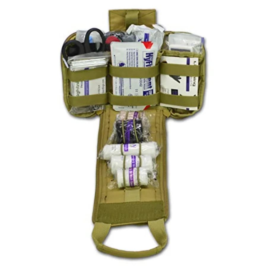 Kit IFAK completo tattico per traumi da tiro Lightning X Spread Eagle con MOLLE tagliato al laser - TAN