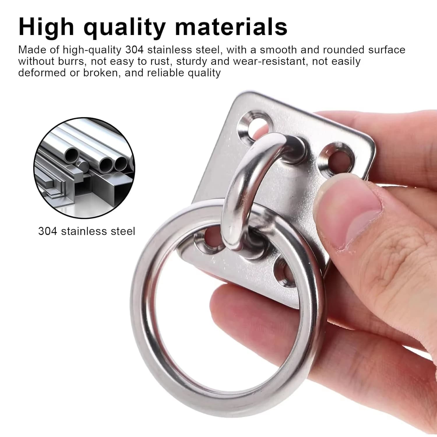 Stainless Steel Eyelet Plate with Ring Heavy Duty Ceiling Wall Mount Hook Hammock Plant Light Hanging Fixing Buckles Boat Anchor
