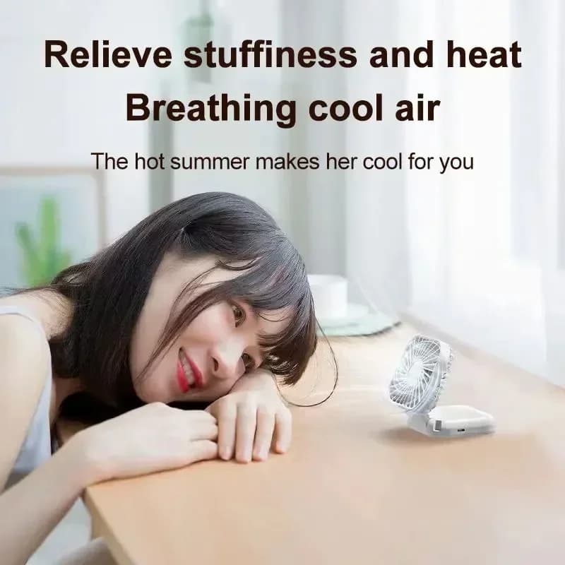 Mini Hanging Neck Fans Portable Folding USB Fans Mute Power Bank Portable Handheld Desktop Multi Function