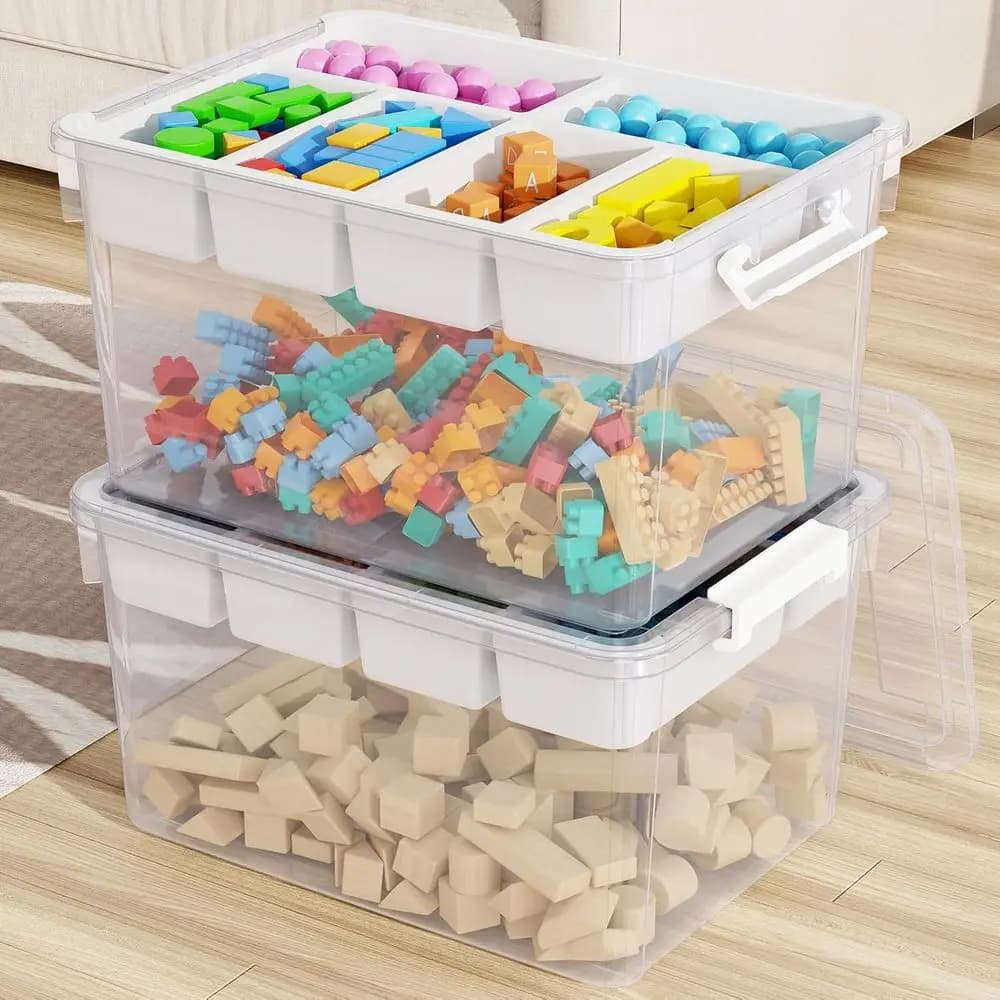 80Qt Large Stackable Storage Bins with Lids & Trays, Clear Plastic ing Boxes Organizers with Dividers Portable 20Gal Containers