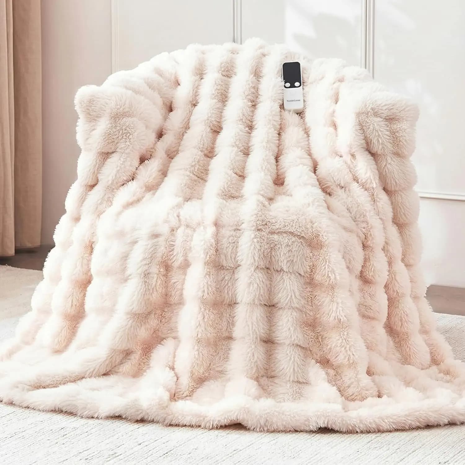 Coperta Elettrica Riscaldata 50x60 Pollici, 5 Livelli di Calore con Spegnimento Automatico, Pelliccia Sintetica Ultra-Morbida, Lavabile in Lavatrice