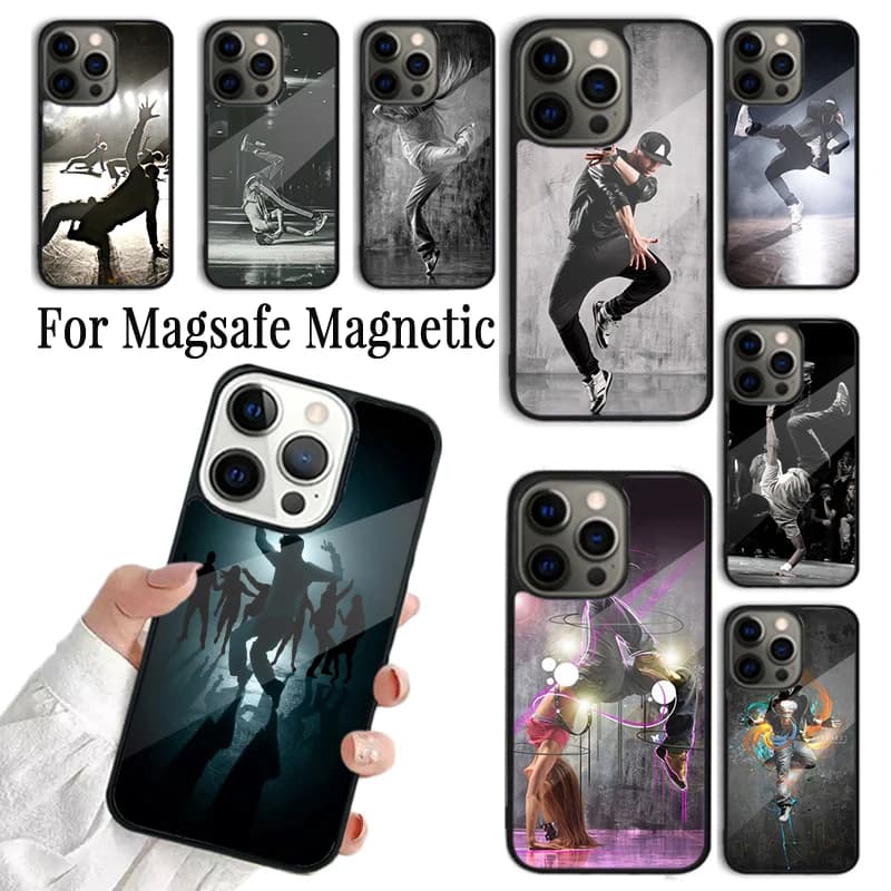 Cover per iPhone 17 AIR 16 15 14 13 12 11 Pro Max Plus con design Hip Hop Breakdance, compatibile con ricarica wireless e Magsafe