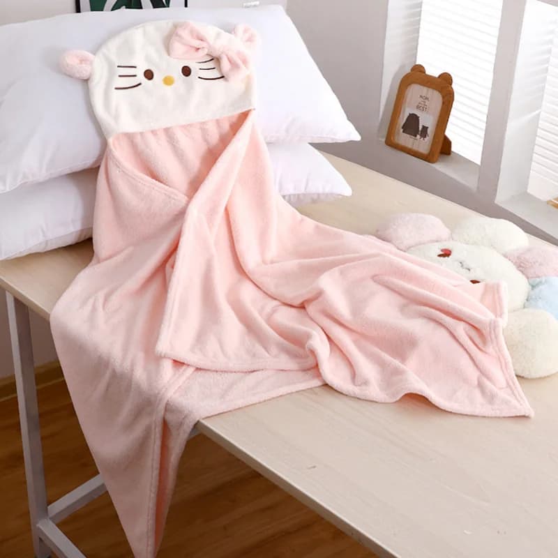 Hello Kittys Ragazze Mantello Asciugamano da bagno Addensare Autunno Inverno Cinnamoroll Ragazzo Accappatoio Cartoon Coral Fleece Anime Figura Kawaii