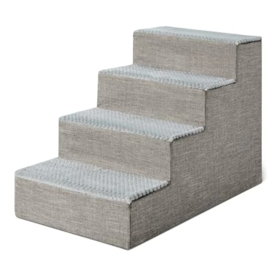 Scaletta per Animali Domestici Dog Steps 47,5 cm (H) per Letti Alti, Divani e Poltrone, Base Antiscivolo per Cani e Gatti da Interno, Grigio