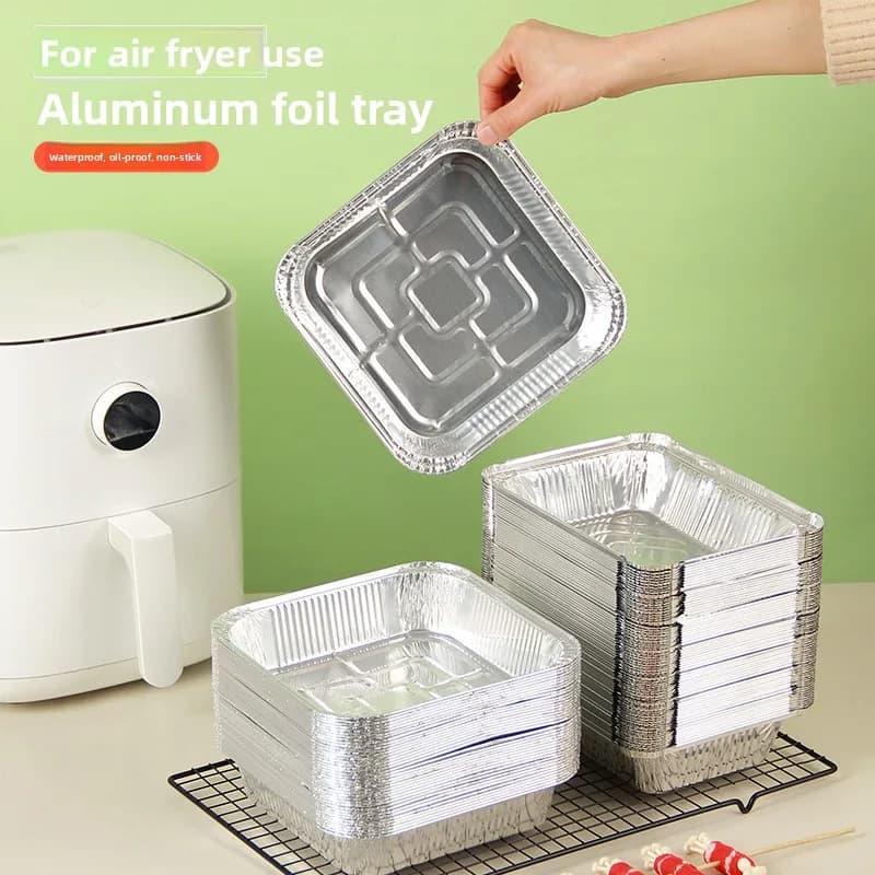 Teglia rotonda monouso in alluminio per BBQ e friggitrice ad aria, resistente alle alte temperature, utensili da cucina