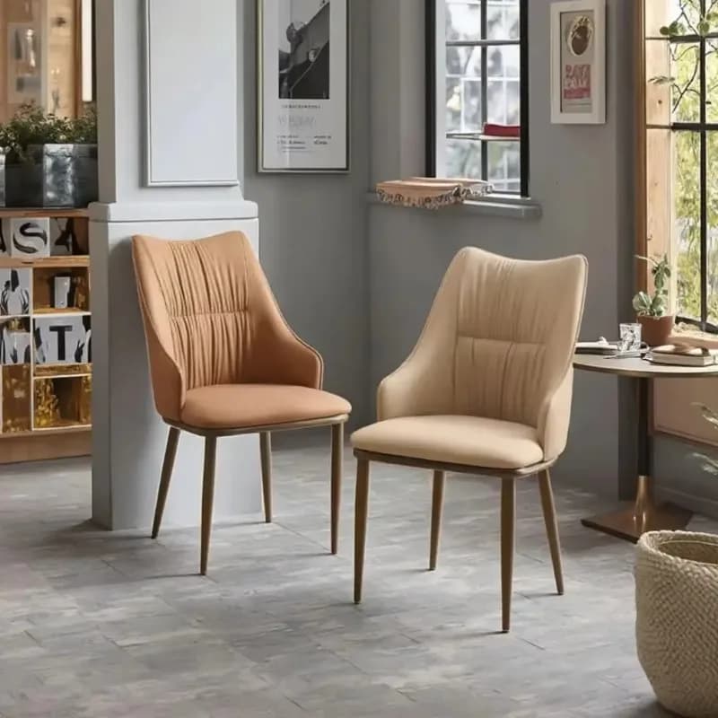Sedie da Pranzo in Pelle di Design Moderno e Lussuoso in Stile Nordico con Cuscino Morbido in Tessuto per Ristoranti e Soggiorni