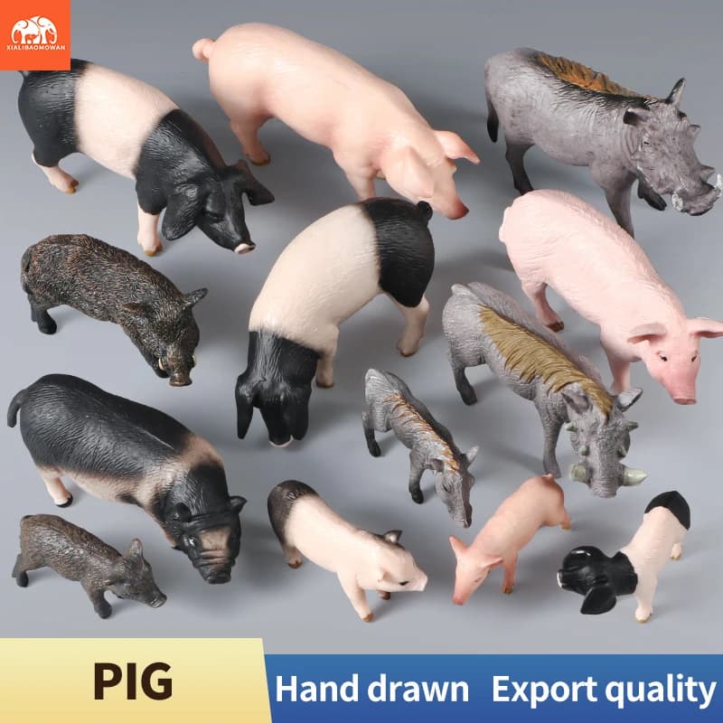 Poultry Farm Animals Action Figures Set - Pig Swine Sow Porcupine Boar Warthog Simulation Toy Models for Kids Decor Xmas Gift