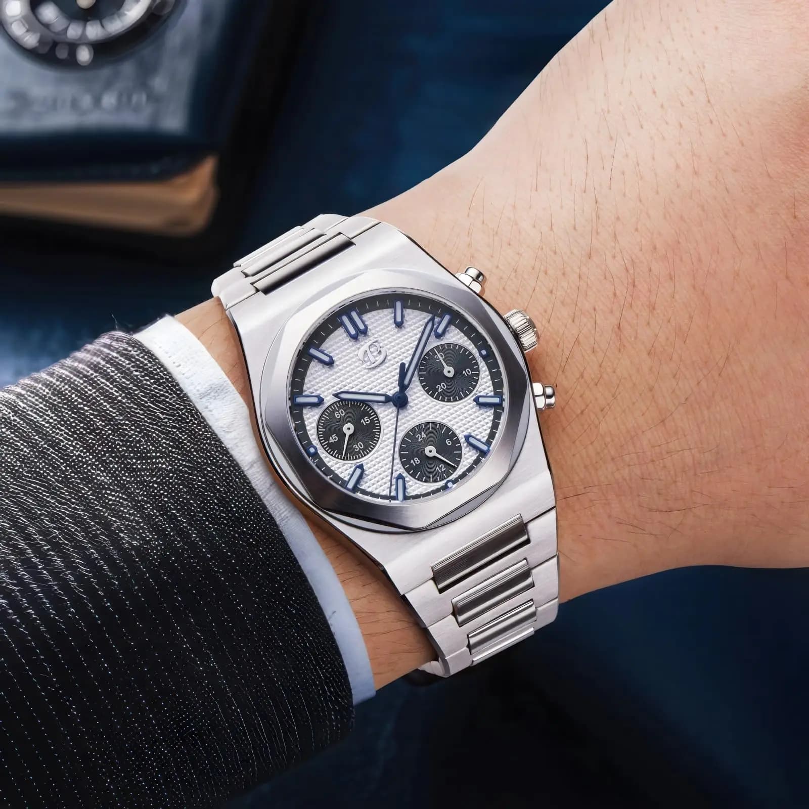 BETTIMER B8002 Men's mechanical chronograph watch Movement ST1903 38.5 mm Stainless steel 316L Luminous watches with sapphire for men