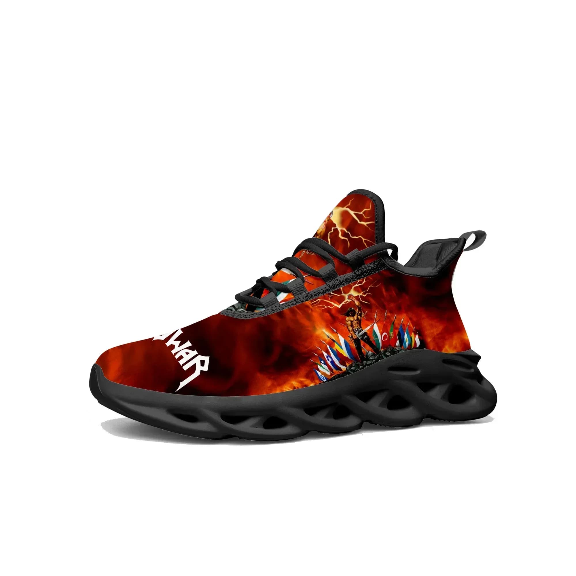 Scarpe da ginnastica basse Manowar Band, da uomo e da donna, sportive, da corsa, con lacci, in mesh, su misura, nere