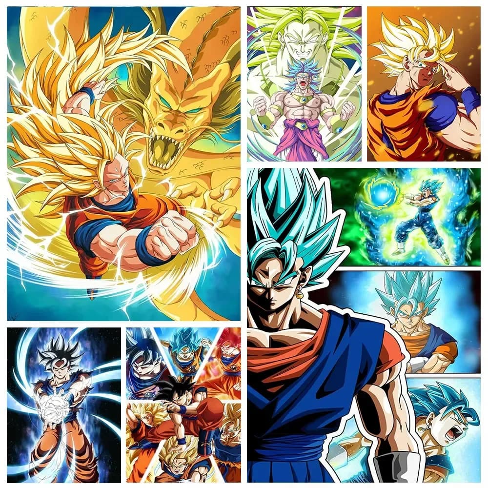 Diamond Painting Goku Anime Super Saiyan Blue Diamond Mosaic Handmade Art Exquisite Creative Gift Home Decoration
