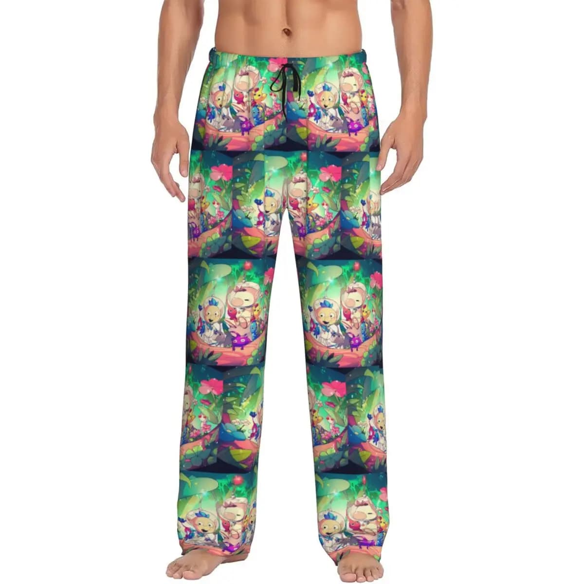 Pantaloni pigiama P-Pikmins personalizzati per uomo Adventure Game Lounge Sleep Pantaloni da notte con coulisse e tasche