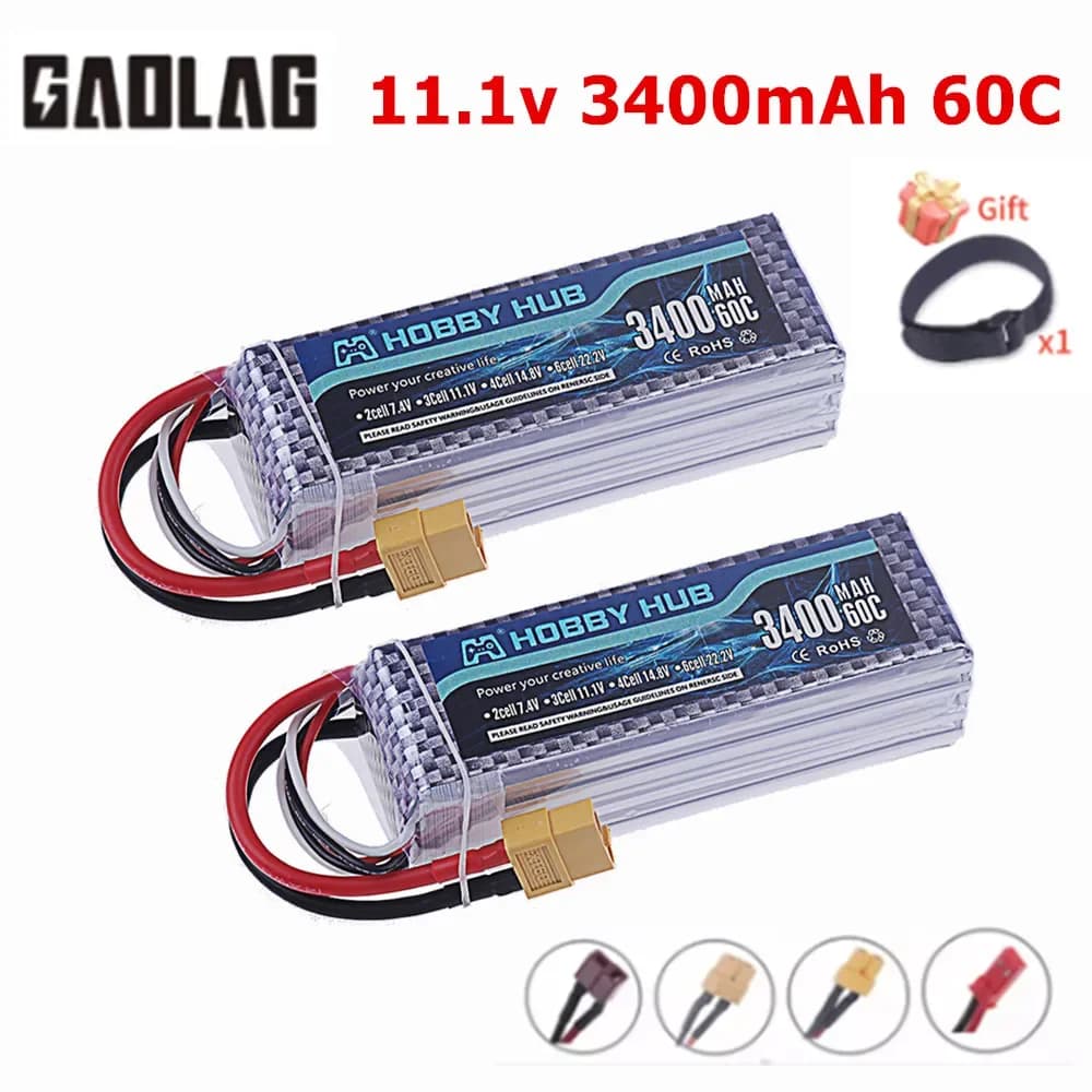 Batteria Lipo 3S 11.1V 3400mAh 60C con connettore XT60 T Deans per camion auto elicottero drone nave barca giocattoli RC batteria 11.1v