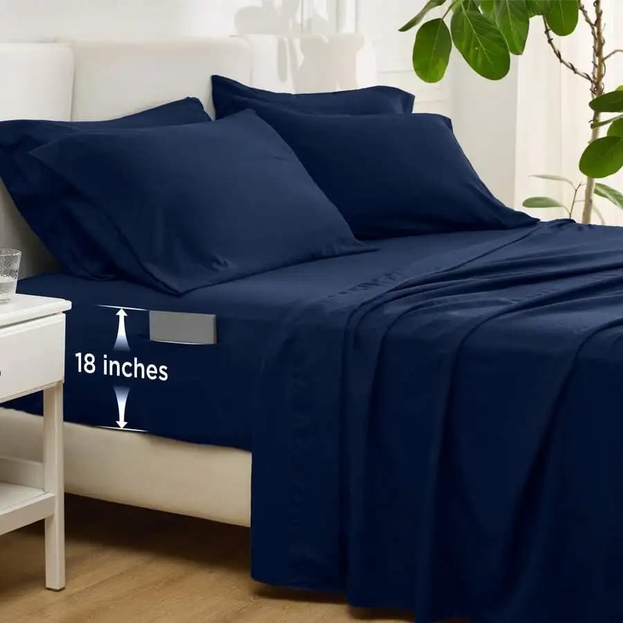 Set of soft sheets with deep pockets of 4/6 pieces - Resistant to fading, for all seasons, Queen size
