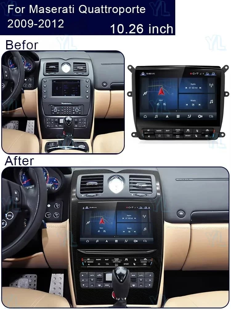 10.26 Auto Android Radio Navigazione GPS Stereo Touch Screen Per Maserati Quattroporte 2004-2012 CarPlay Lettore Video Multimediale