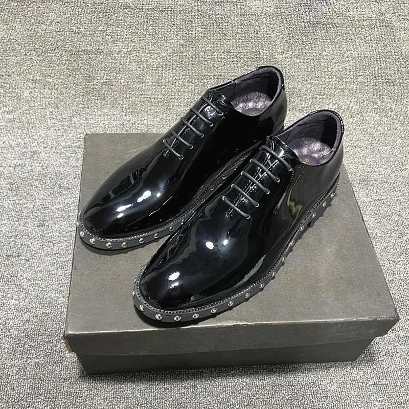 Scarpe casual da uomo in pelle stile britannico Rivetto Punta a punta Scarpe derby da lavoro formale Scarpe oxford di lusso in vera pelle