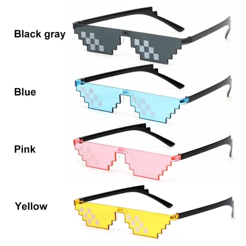 1/4PCS New Design Funny Mosaic Sunglasses Thug Life Sun Glasses Pixel Black Retro Gamer Robot Birthday Party Cosplay