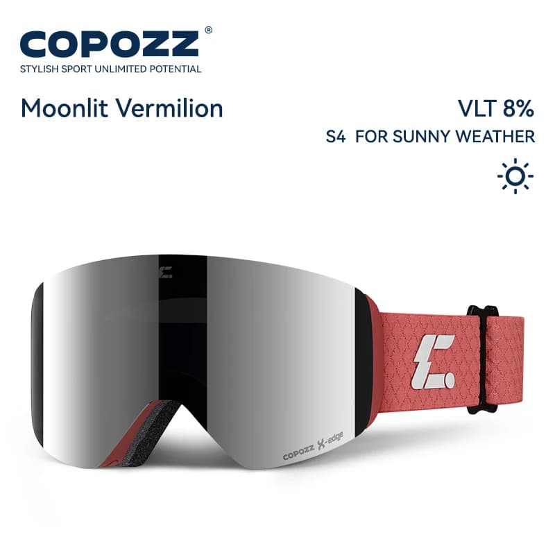 COPOZZ Serie X-edge Uomo Donna Doppi strati Occhiali da sci antiappannamento Occhiali da motoslitta Occhiali da snowboard da neve con lenti magnetiche