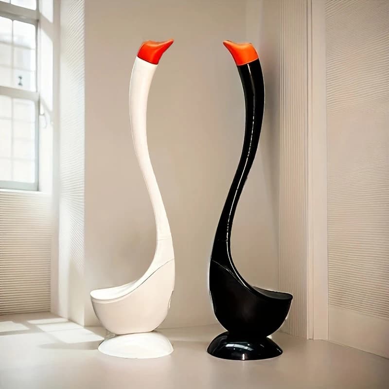 Set porta scopino Detergente per WC con manico lungo a forma di cigno con base per la pulizia delle macchie ostinate Accessori per il bagno