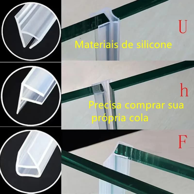 2.5/5M 6-12mm FU h Shape Bathroom Accessaries Hardware Bath Screen Sealing Strips Glass Door Weatherstrip Seal Strip Window Seal