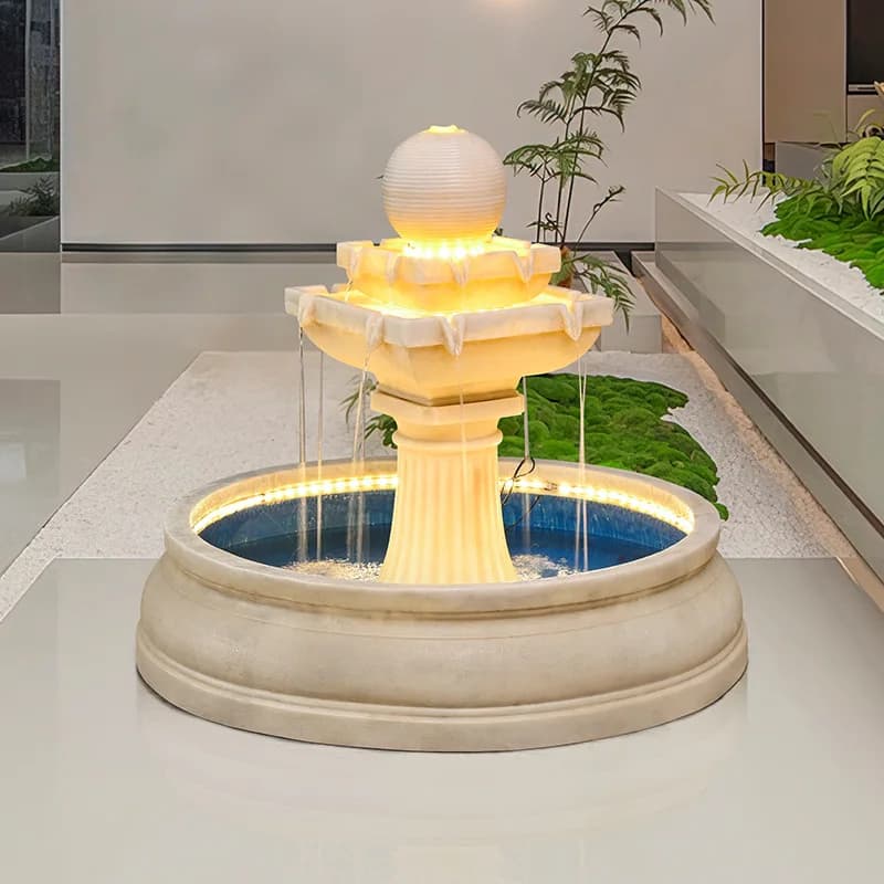 Grande ruota europea del feng shui, fontana a cascata, ornamento umidificatore per acquario, sfera rotonda, decorazione per soggiorno e ufficio