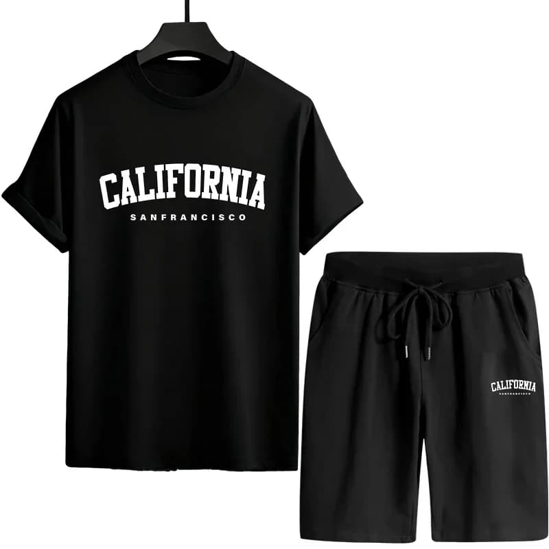 Men's T-shirts for Sale, Sportswear with Printing, T-shirt Casual Larga, Jogging Summer Clothing, Single Piece with Sleeves Court and Shorts