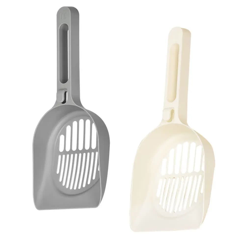 2Pcs Plastic Cat Litter Scoop Comfortable Long Handle Washable Pet Poop Scooper with Fine Filtering Holes Kitten Litter Shovel