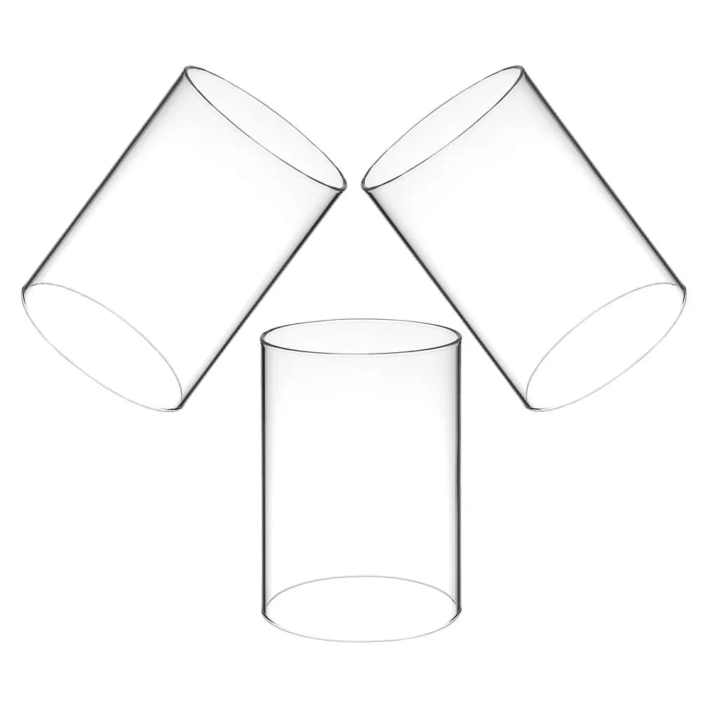 3Pcs Transparent Glass Covers Cylindrical Windproof Sleeve Set Fits Various Taper Pillar Votive Candles Home
