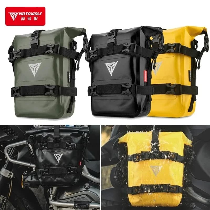 Borsa Impermeabile Motowolf per Barre Paramotore Moto, Borsa Universale Laterale per Paraurti, Zaino Portaoggetti, Borsa per Attrezzi Moto