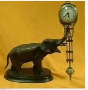 25cm Height old handwork Beautiful pendulum clock bronze elephant statue s tools wedding Decoration Brassroom Art Statue