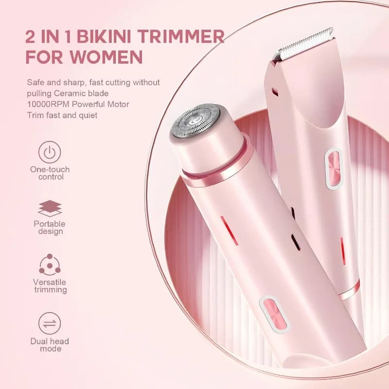 2025 New Bikini Trimmer for Women,Dermave Bikini Shaver,2-in-1 Electric Razors for Women(Pink)