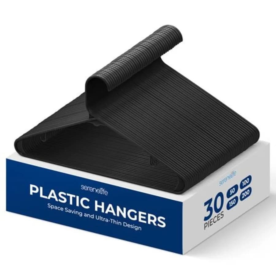 30 Pieces Plastic Hangers - Space Saving Heavy Duty Slim Clothes Hanger Set Ideal for Laundy Daily Use Can Hold Up to 5.5 Lbs.