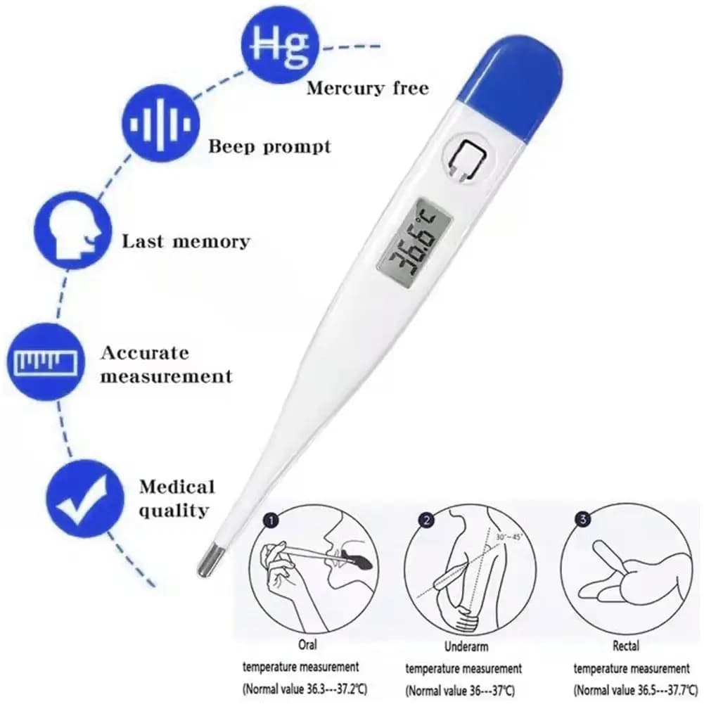 5PCS Home Thermometer Medical Ear Thermometer for Adult Children Digital Thermometer Fever Thermometer FingerMedical Pulsossimeter