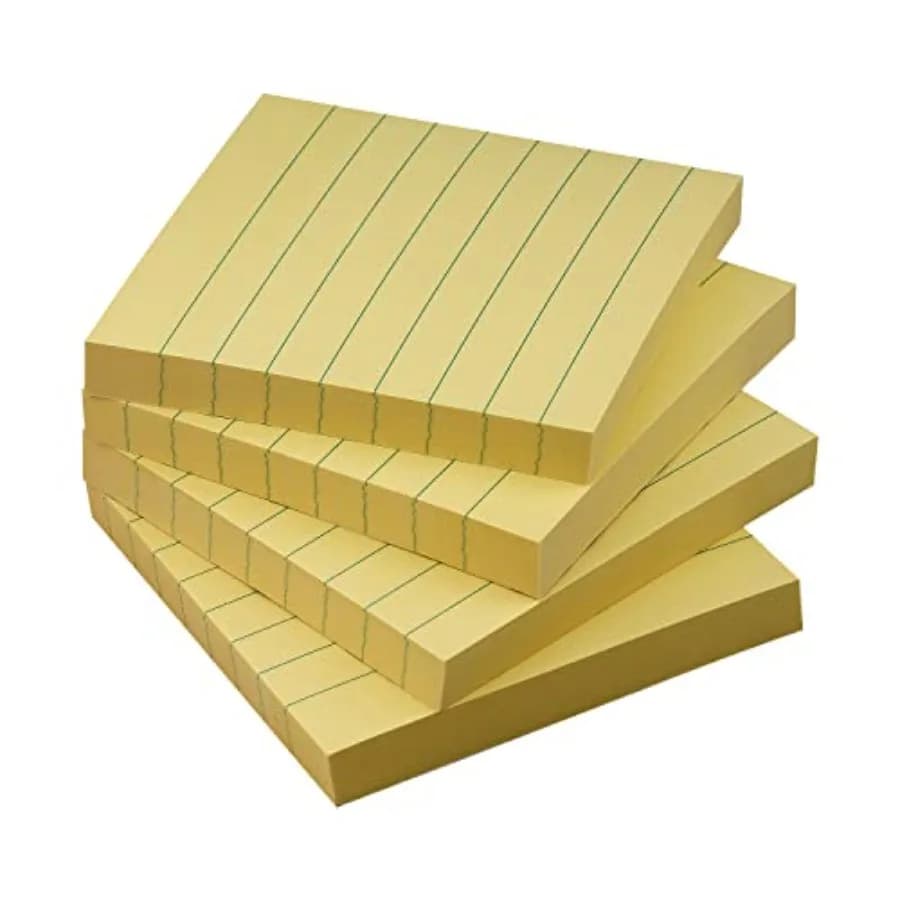 Blocchetti Adesivi a Righe 3x3, Foglietti Adesivi Colorati con Righe, 4 Blocchetti da 90 Fogli