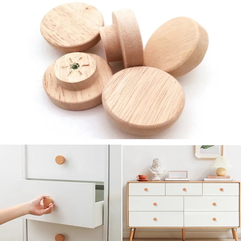 Round knobs for wooden cabinets Drawers for non-finished wooden furniture Handles with wardrobe screws