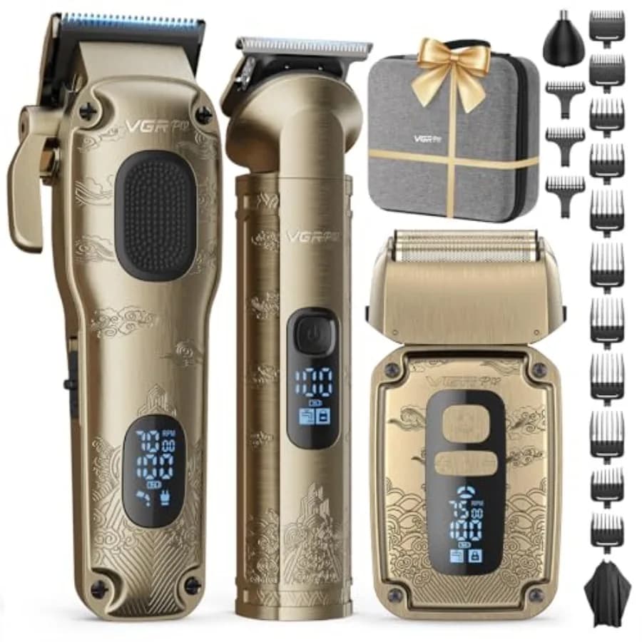 Set of Haircuts and Professional Rulebarba for Men, Waterproof Electric Razor, Trimmer for Face and Wireless Barba