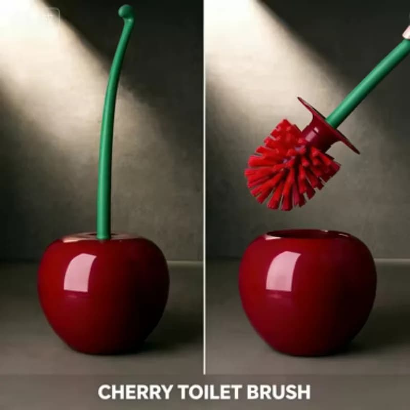 Spazzola per WC Cherry, spazzola per WC domestica con manico lungo e setole morbide, spazzola per la pulizia creativa in plastica, set di spazzole per WC