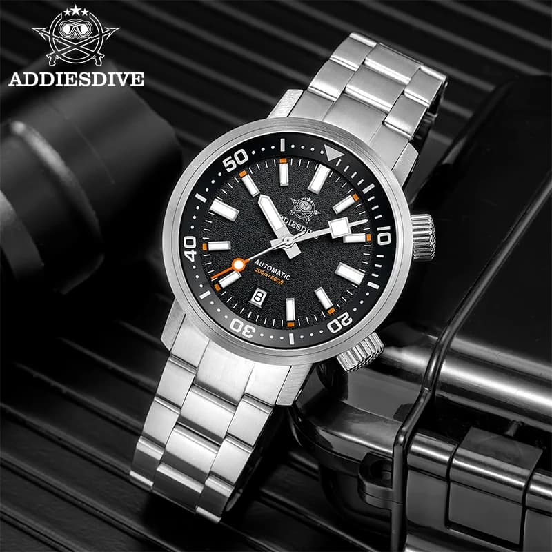 ADDIESDIVE Orologi automatici di lusso con zaffiro, orologio da polso subacqueo impermeabile fino a 200 m, lunetta girevole, orologio meccanico da uomo luminoso BGW9