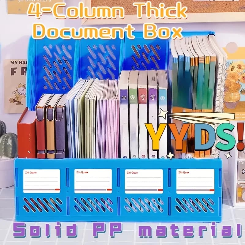 Portadocumenti a quattro sezioni, portadocumenti, organizer da scrivania, libreria, supporto per libri multistrato, portadocumenti per cartelle A4