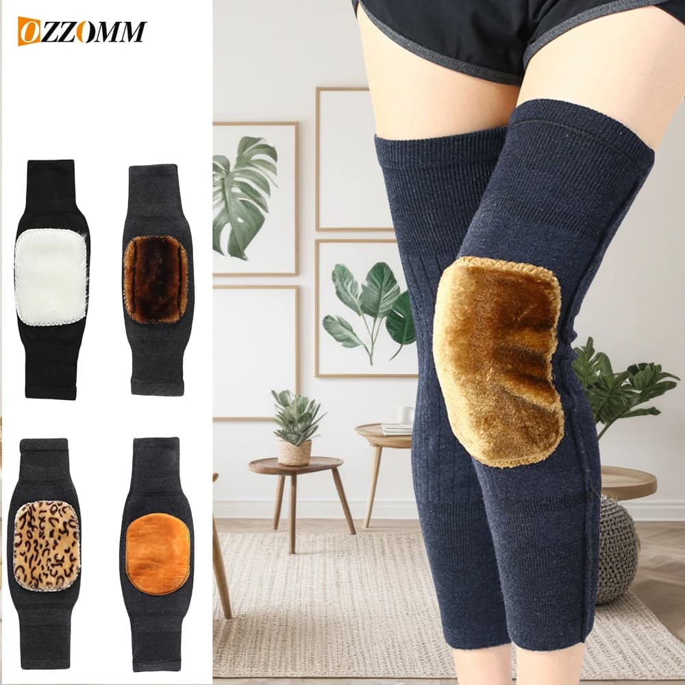 1 paio di ginocchiere termiche, protezione di supporto per ginocchiera in cashmere di lana elastica antiscivolo, ginocchiere per la corsa in bicicletta