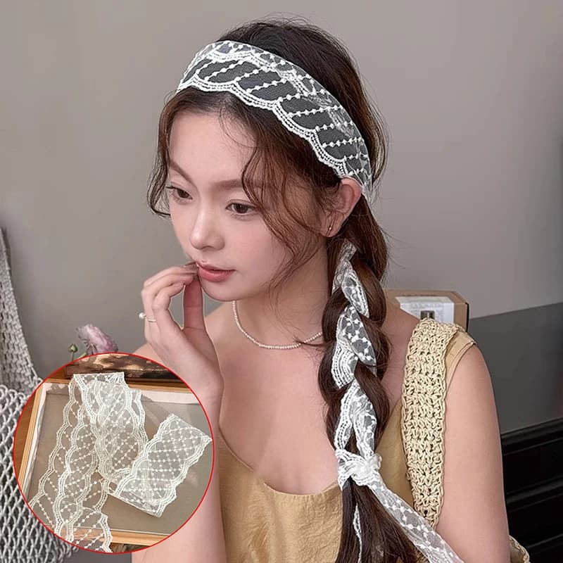 Nuovo nastro di pizzo sciarpa per capelli trecce fascia accessori per capelli borsa ricamata sciarpe a collo lungo nastro cappello da sole finiture in pizzo