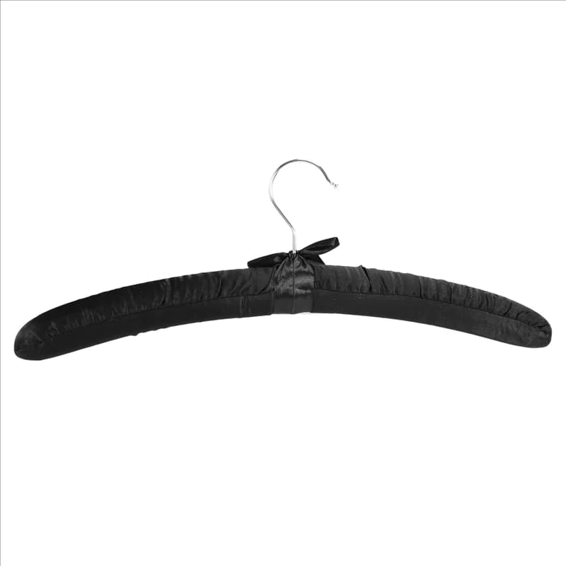 Y51A-17 large satin padded hangers, silk hangers for wedding dresses, coats, dresses, blouses (black, 25 pack)