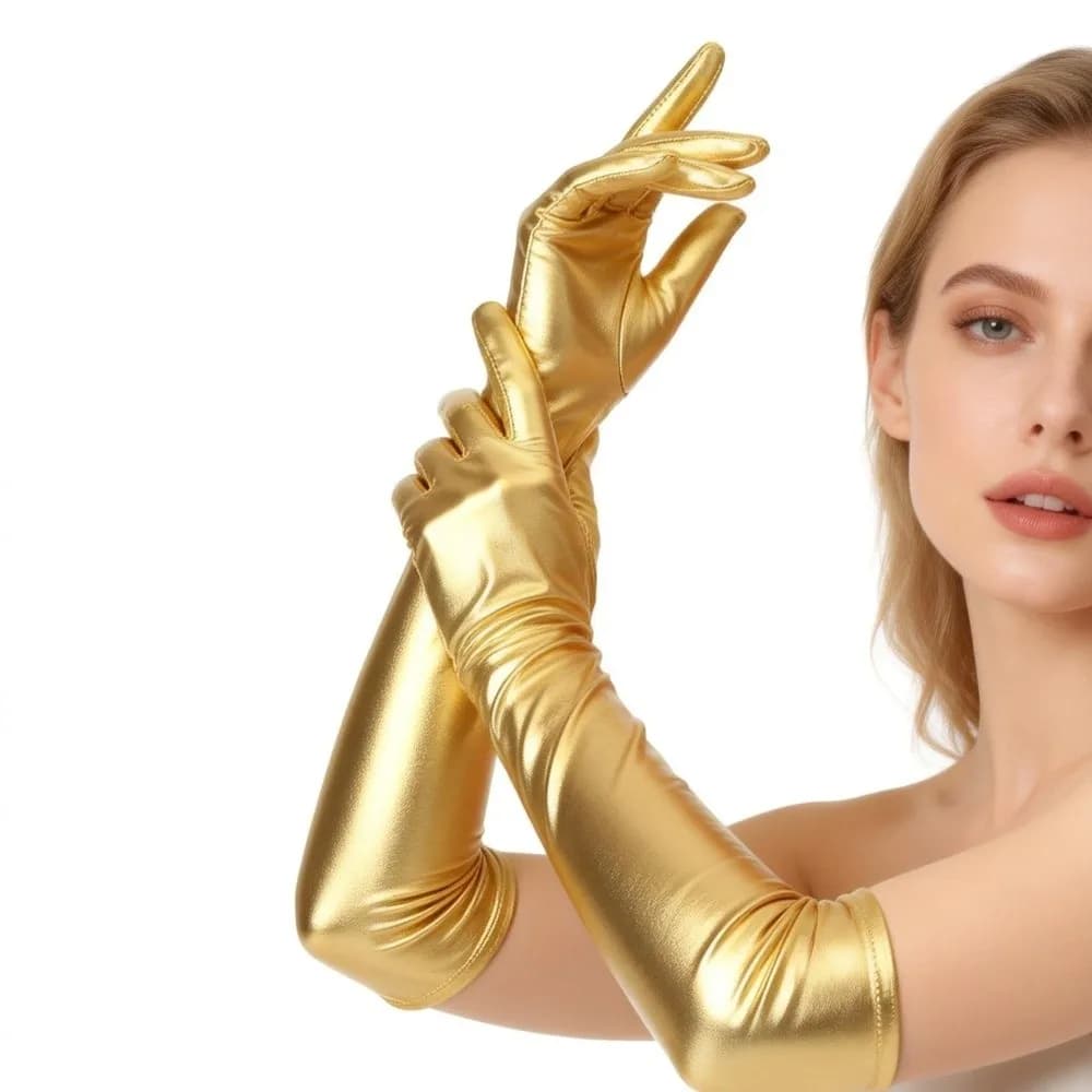 Fashion Solid Color Patent Leather Gloves Hip Hop Skinny Long Gloves Punk Elbow Length Etiquette Mittens Cosplay Accessory