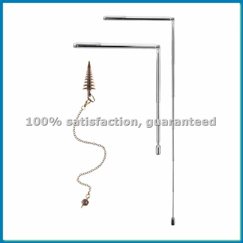 Set di 3 Aste per Divinazione in Rame e Pendolo per Radiestesia, 2 Aste Retrattili e 1 Pendente in Argento-A10G