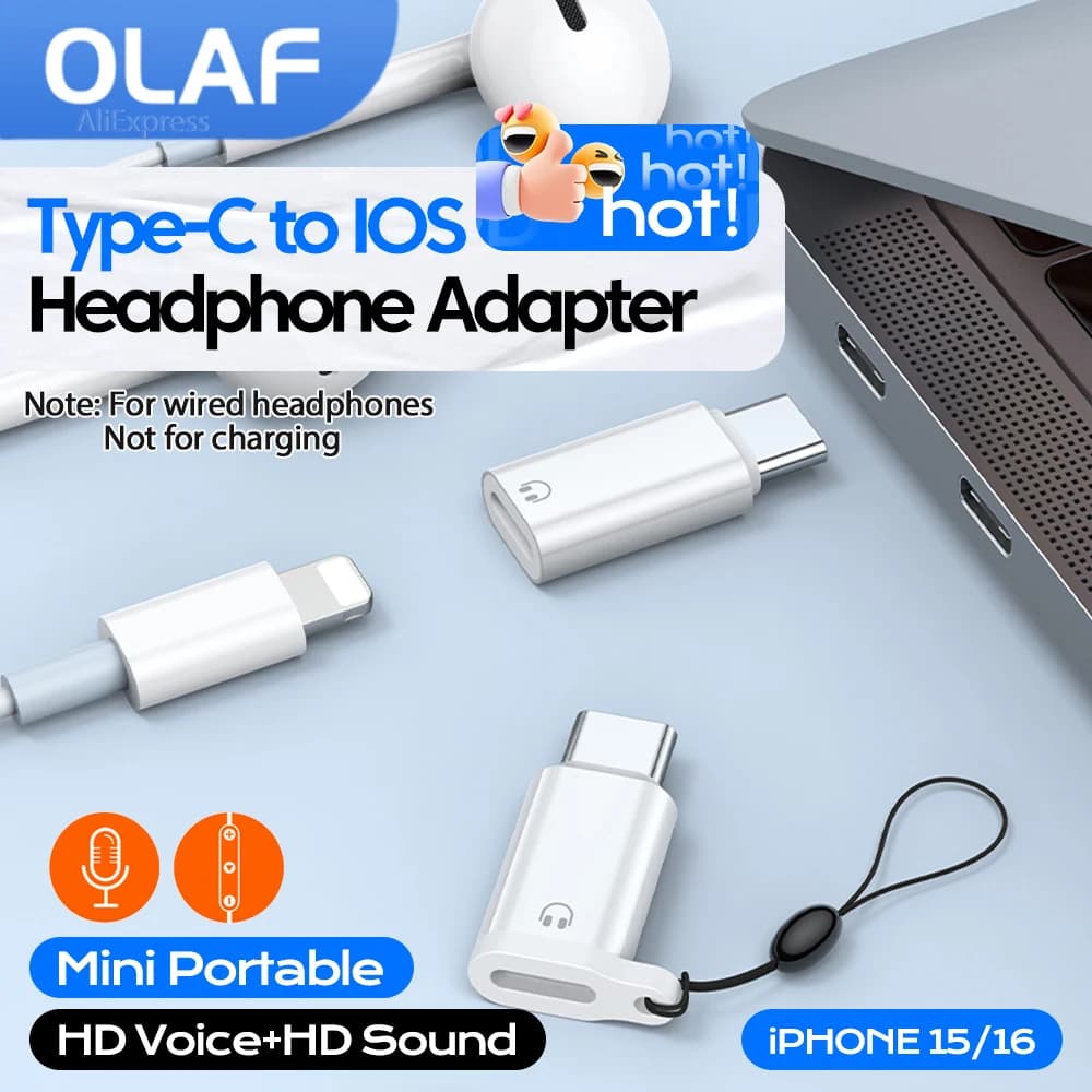 Adattatore per cuffie cablate da tipo C a Lightning Supporto per controllo della linea di chiamate musicali Convertitore audio Aux da USB C maschio a IOS femmina