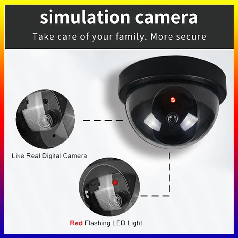 SNQP Black Plastic Dome CCTV Dummy Camera Flashing Led Fake Camera Surveillance Security System