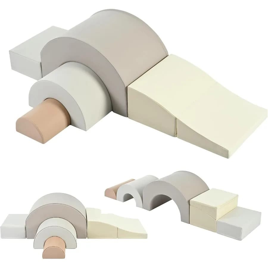 Set da gioco morbido arcobaleno Giocattoli da arrampicata morbidi per i più piccoli con scivolo pieghevole Blocchi di schiuma morbida per bambini per arrampicata e gattonare