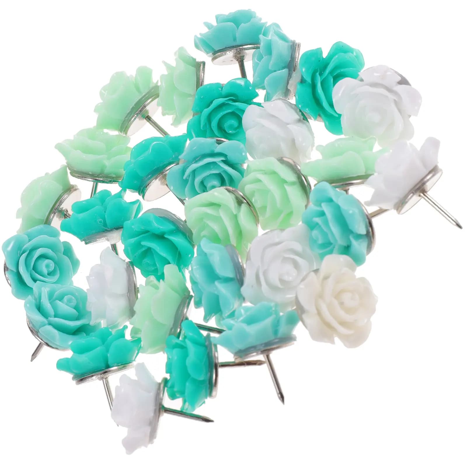 30Pcs Flower Shaped Push Pins Colorful Resin Iron Thumbtacks for Maps Bulletin Boards Home Office Daily Use Compact Reusable