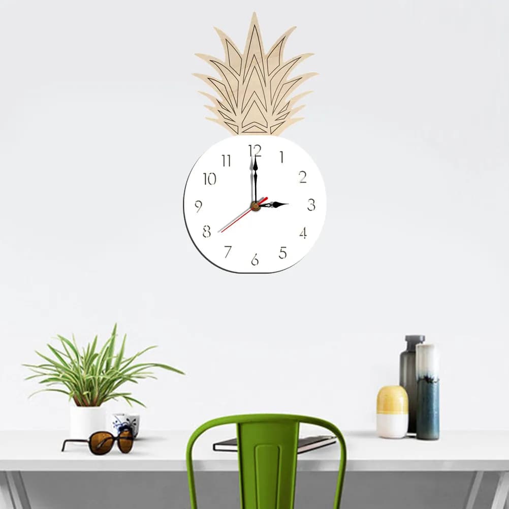 Orologio da Parete Creativo a Forma di Ananas, Silenzioso, in Acrilico Bianco, Fai-da-Te per Soggiorno e Camera da Letto, Design Frutta Cartoon